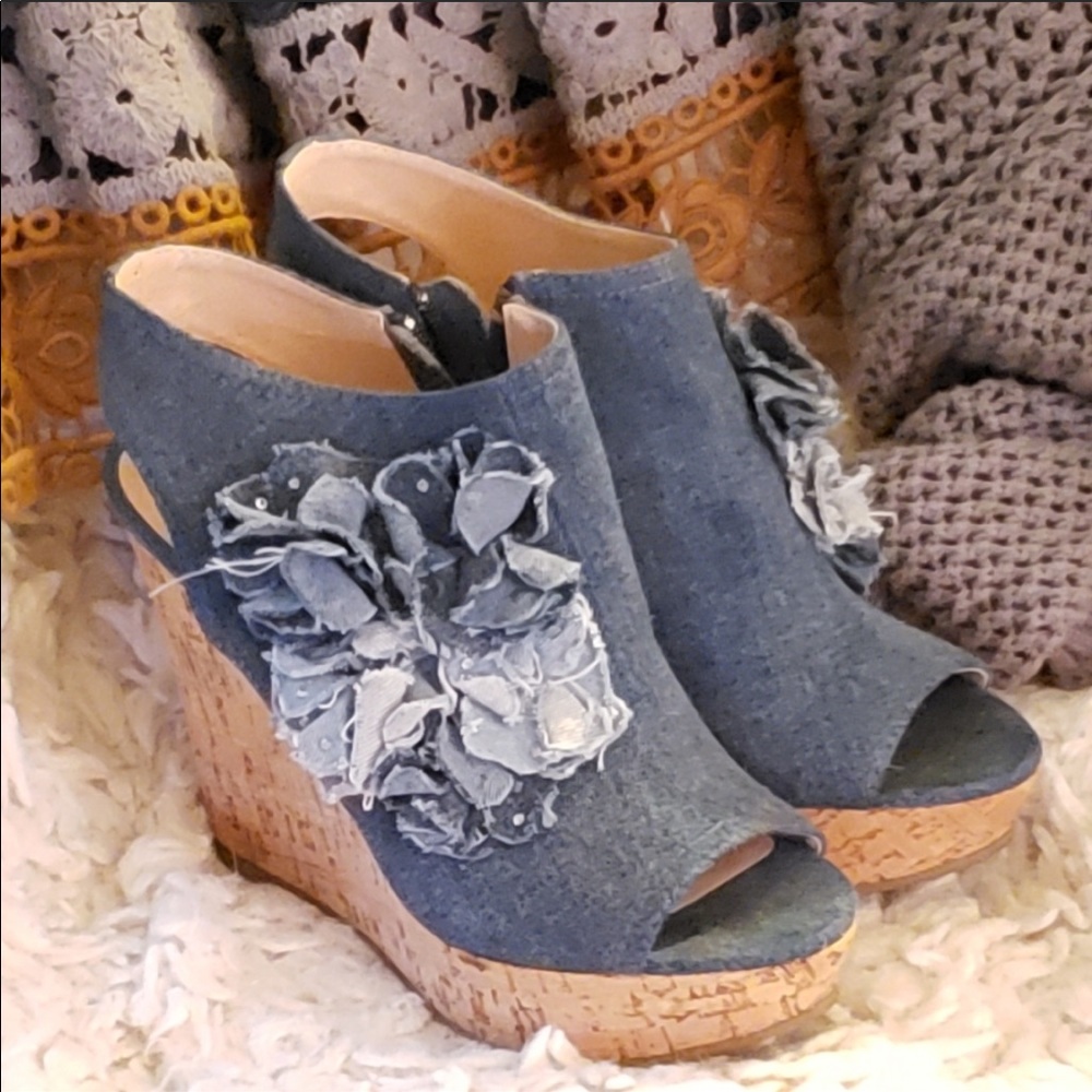 Nine West denim style wedges